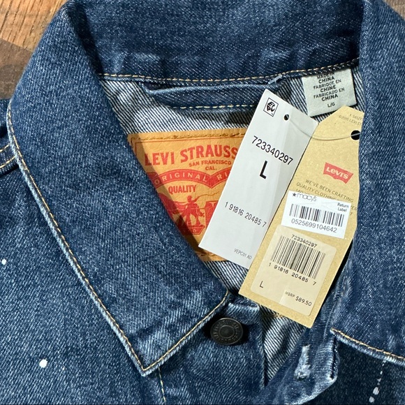 Levi’s Men's Bastow Trucker Jacket - Paint Splatter Denim NWT - Large - Picture 3 of 8